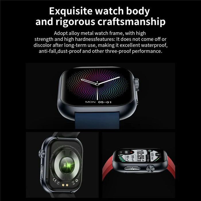 ET587 Bluetooth-compatible Call Sports Watch Body ECG Temperature Health Monitoring AMOLED Screen Smart Watch - Black - 4