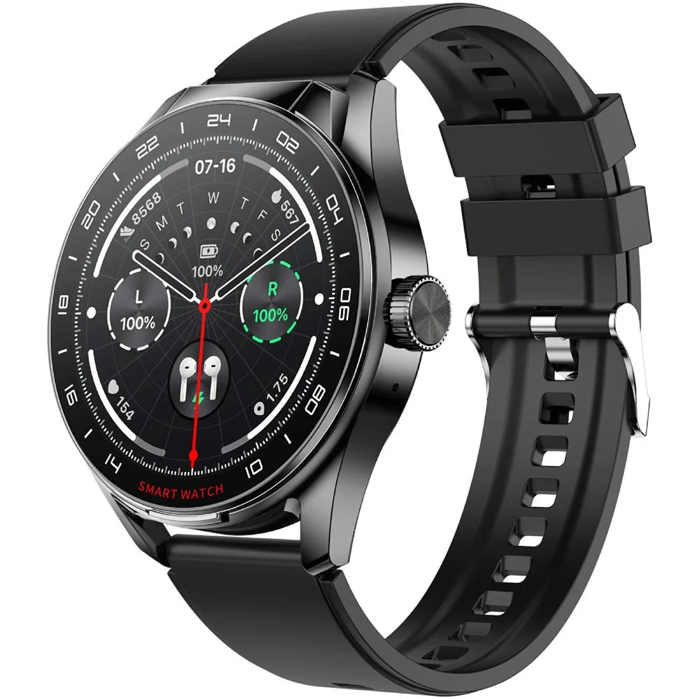 D9 Silicone Strap Smart Watch with Earbuds Bluetooth-compatible 5.3 Heart Rate Monitor NFC Touch Screen Fitness Tracker - Black - 1