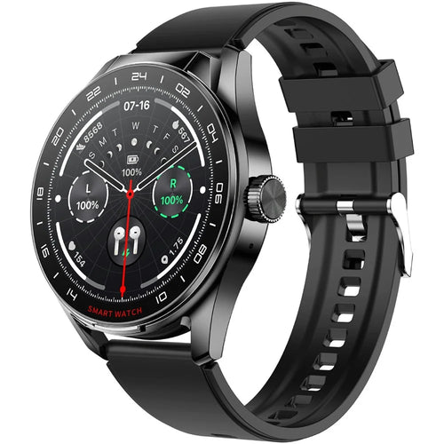 D9 Silicone Strap Smart Watch with Earbuds Bluetooth-compatible 5.3 Heart Rate Monitor NFC Touch Screen Fitness Tracker - Black - 1