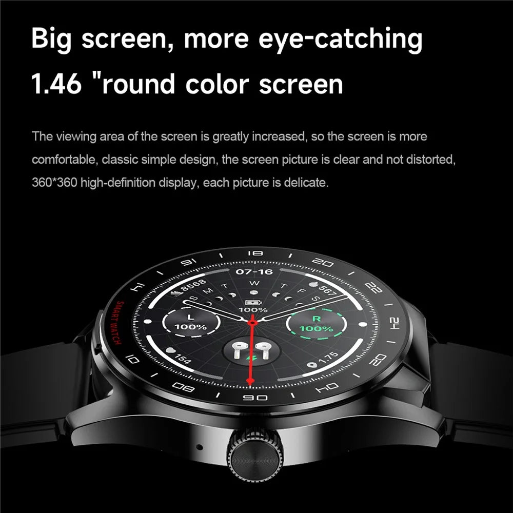 D9 Silicone Strap Smart Watch with Earbuds Bluetooth-compatible 5.3 Heart Rate Monitor NFC Touch Screen Fitness Tracker - Black - 4