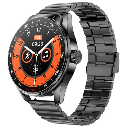 D9 Steel Strap Smart Watch with Earbuds Bluetooth-compatible 5.3 Heart Rate Monitor NFC Touch Screen Fitness Tracker - Black - 1