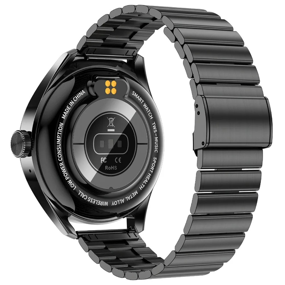 D9 Steel Strap Smart Watch with Earbuds Bluetooth-compatible 5.3 Heart Rate Monitor NFC Touch Screen Fitness Tracker - Black - 2