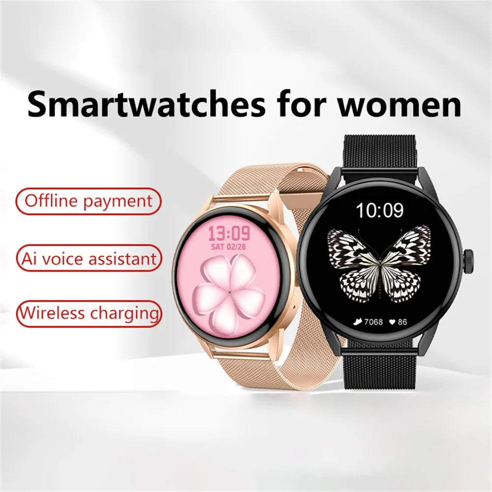 GF03Pro+ 1.32 Inch Smart Watch for Women Bluetooth-compatible Calling Health Monitor Silicone Strap Sports Watch - Black - 3