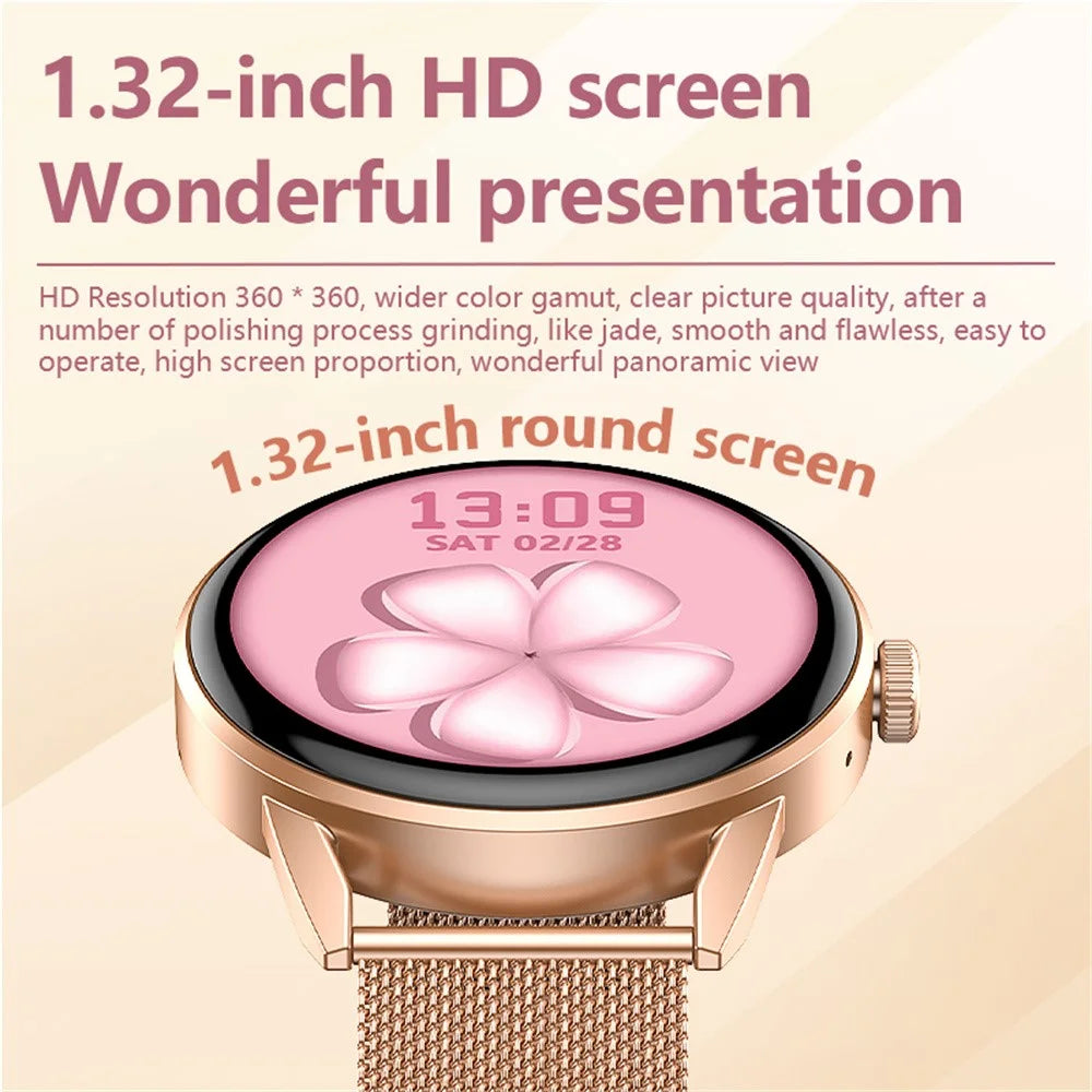 GF03Pro+ 1.32 Inch Smart Watch for Women Bluetooth-compatible Calling Health Monitor Silicone Strap Sports Watch - Black - 4