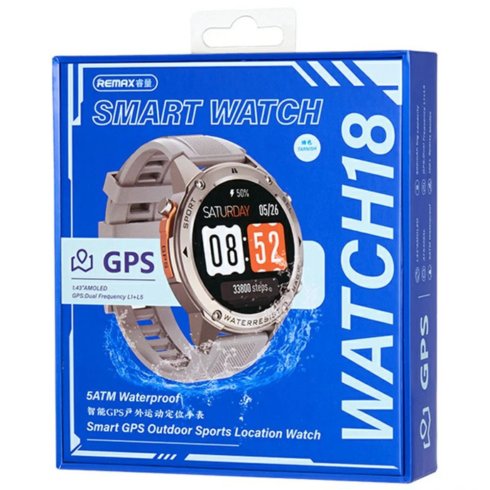 REMAX WATCH 18 Smart GPS Outdoor Sports Positioning Watch Fitness Tracker with Heart Rate Monitor  /  50M Waterproof - Silver - 3