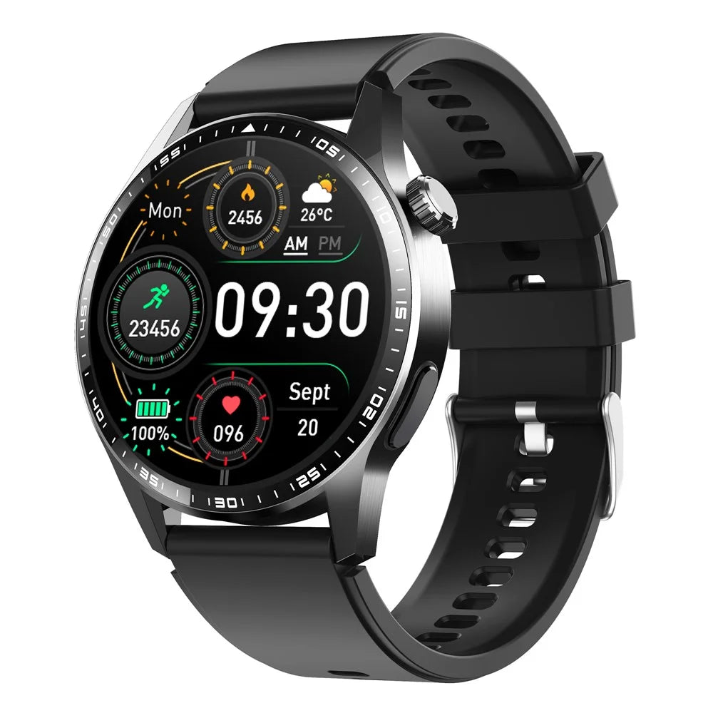 F60 1.55 Inch Round Screen Heart Rate Blood Oxygen Monitor SOS Alarm Sports Smart Watch with Silicone Strap - Black - 1