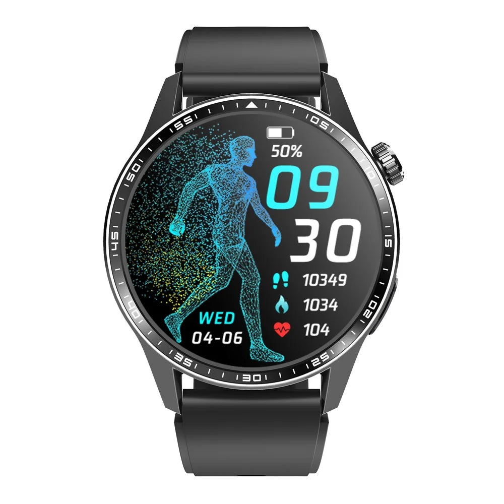 F60 1.55 Inch Round Screen Heart Rate Blood Oxygen Monitor SOS Alarm Sports Smart Watch with Silicone Strap - Black - 2