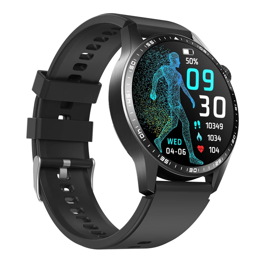 F60 1.55 Inch Round Screen Heart Rate Blood Oxygen Monitor SOS Alarm Sports Smart Watch with Silicone Strap - Black - 3
