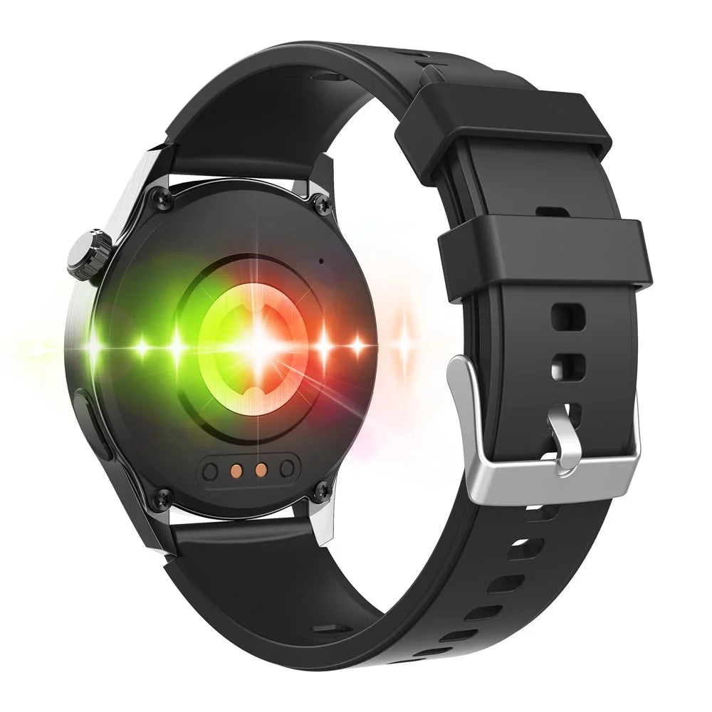 F60 1.55 Inch Round Screen Heart Rate Blood Oxygen Monitor SOS Alarm Sports Smart Watch with Silicone Strap - Black - 4