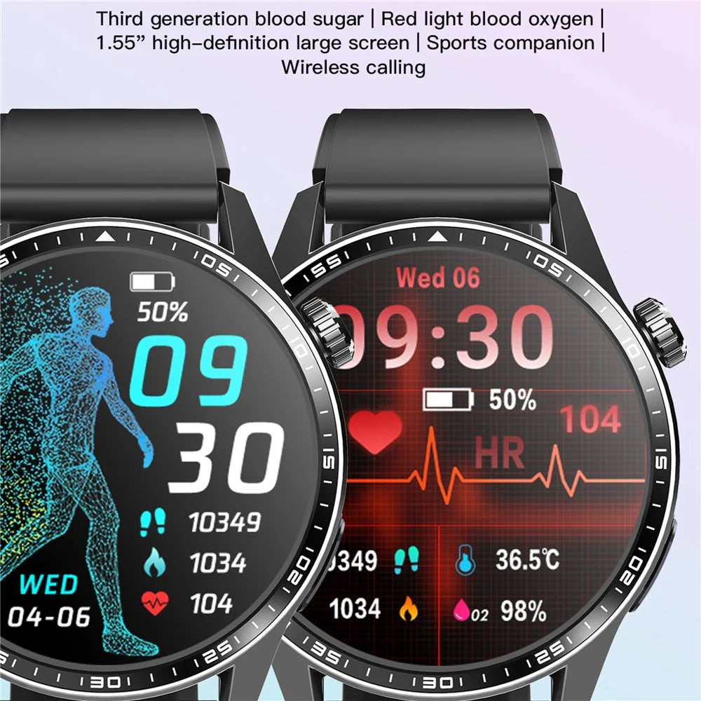 F60 1.55 Inch Round Screen Heart Rate Blood Oxygen Monitor SOS Alarm Sports Smart Watch with Silicone Strap - Black - 5