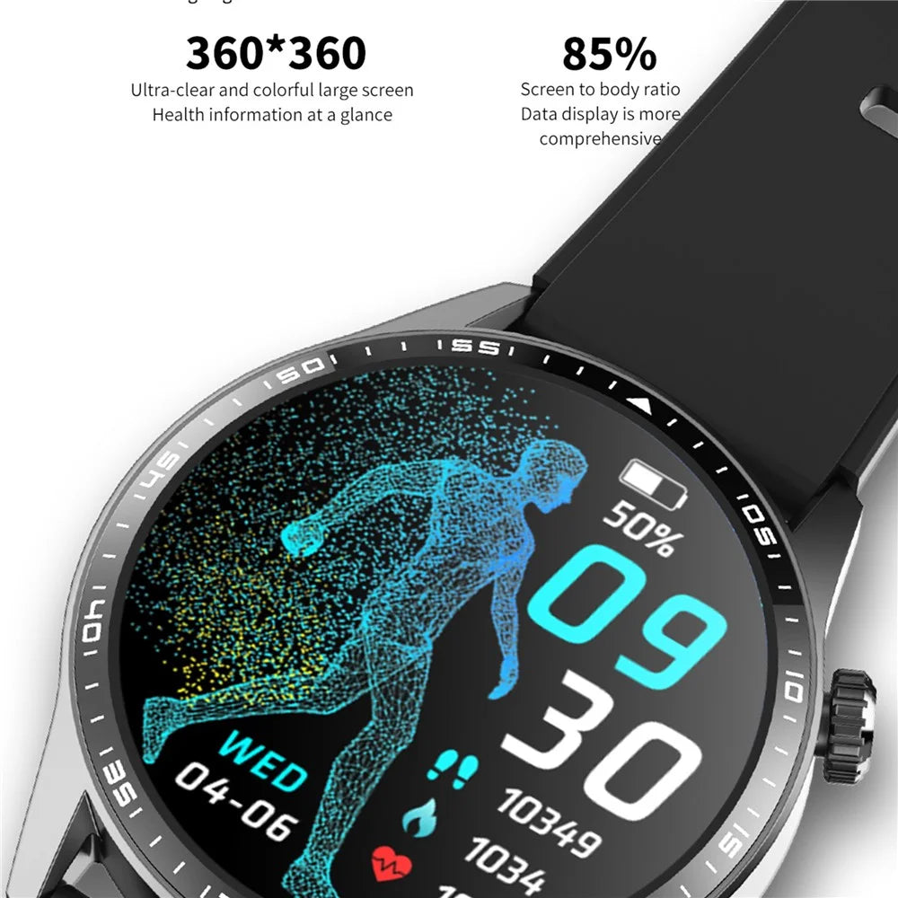 F60 1.55 Inch Round Screen Heart Rate Blood Oxygen Monitor SOS Alarm Sports Smart Watch with Silicone Strap - Black - 6