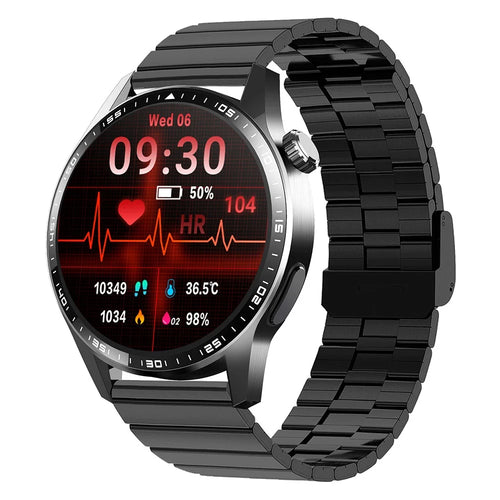 F60 1.55 Inch Round Screen Heart Rate Blood Oxygen Monitor SOS Alarm Sports Smart Watch with Bamboo Joint Strap - 1