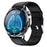 F61 1.55 Inch Round Screen Sports Smart Watch SOS Alarm Heart Rate Blood Oxygen Monitor with Leather Strap - Black - 1