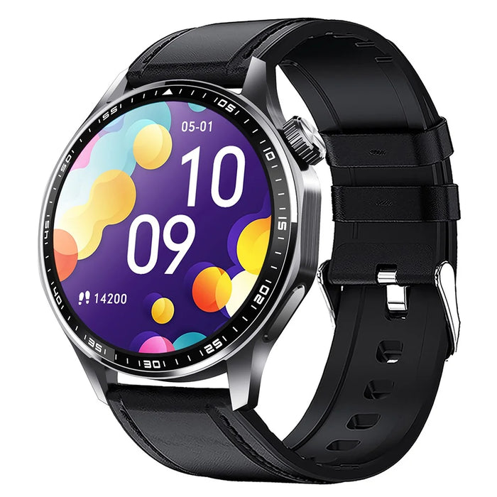 F61 1.55 Inch Round Screen Sports Smart Watch SOS Alarm Heart Rate Blood Oxygen Monitor with Leather Strap - Black - 3