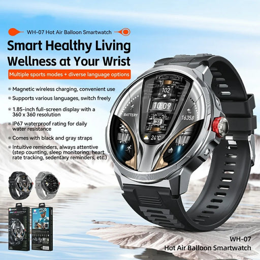 WEKOME WH-07 Smart Watch Zinc Alloy IP67 Waterproof Bluetooth-compatible 1.85 Inch HD Display Health Monitor with 2 Watch Straps - 2