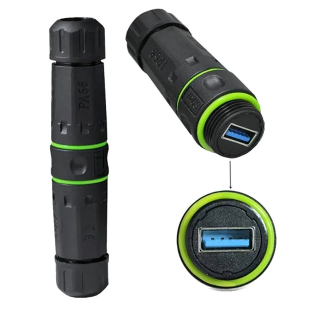 M20 5Gbps USB 3.0 Pass Through Coupler IP68 Waterproof Panel Mount Connector Extender Adapter - 1