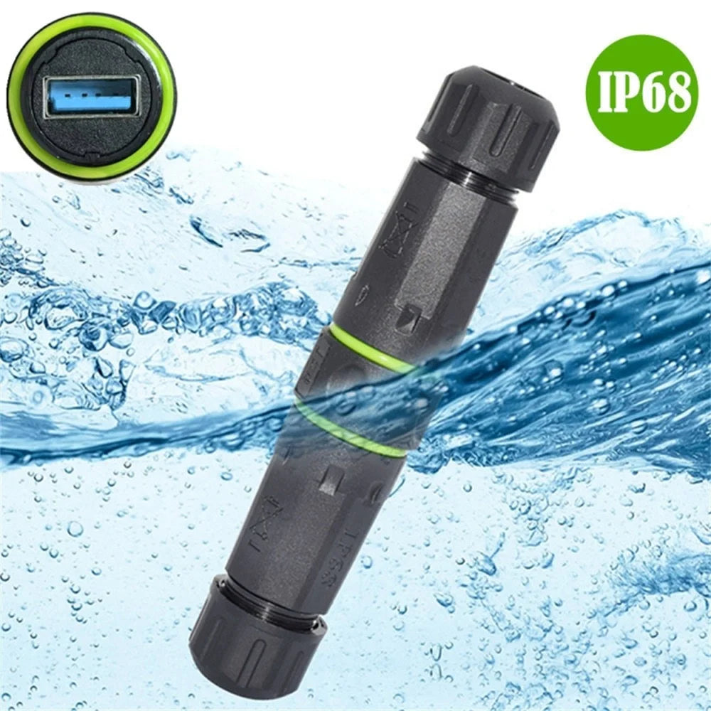 M20 5Gbps USB 3.0 Pass Through Coupler IP68 Waterproof Panel Mount Connector Extender Adapter - 2