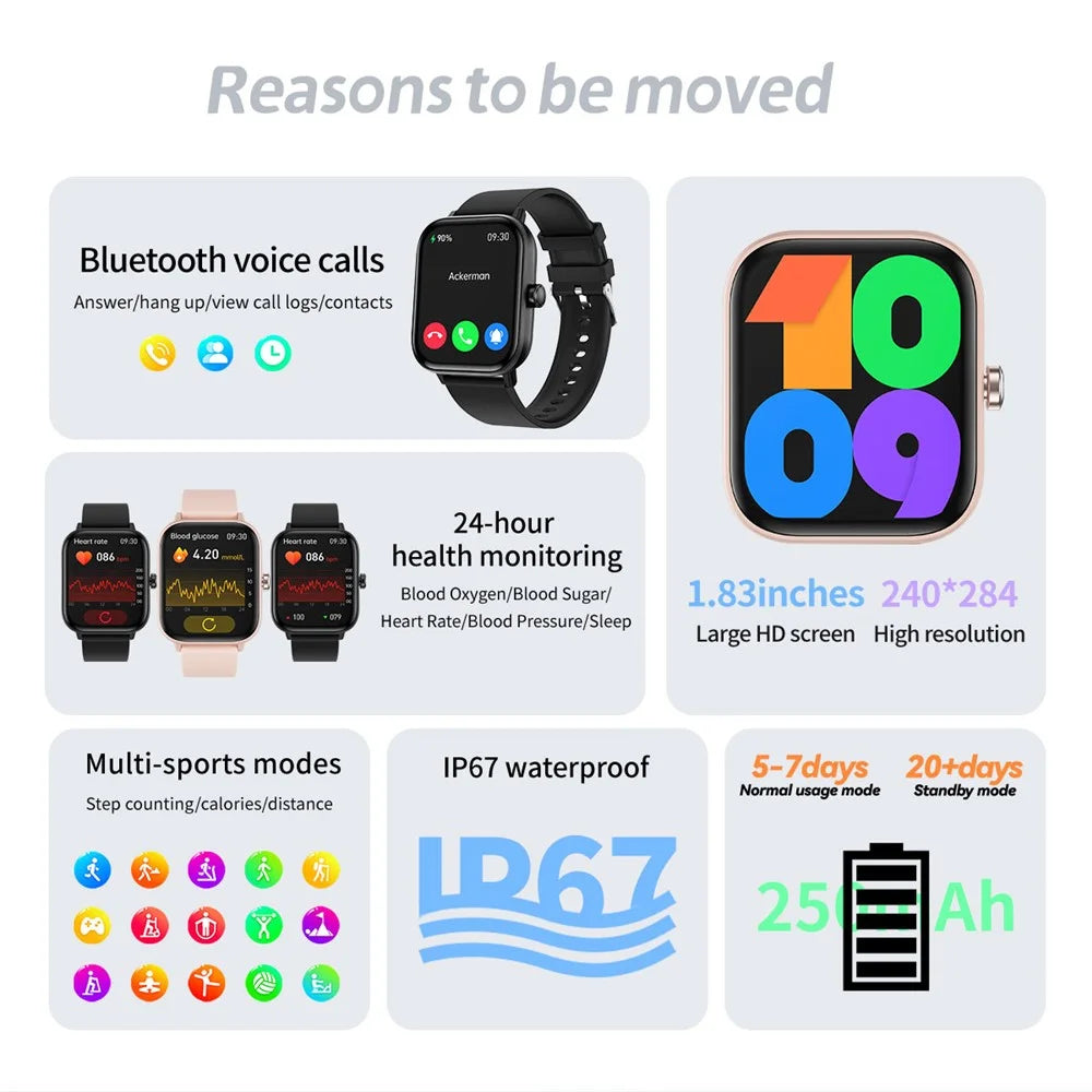 G42 1.83 Inch Women Health Monitor Smart Watch IP67 Waterproof Bluetooth-compatible Calling Sports Watch - Black - 5