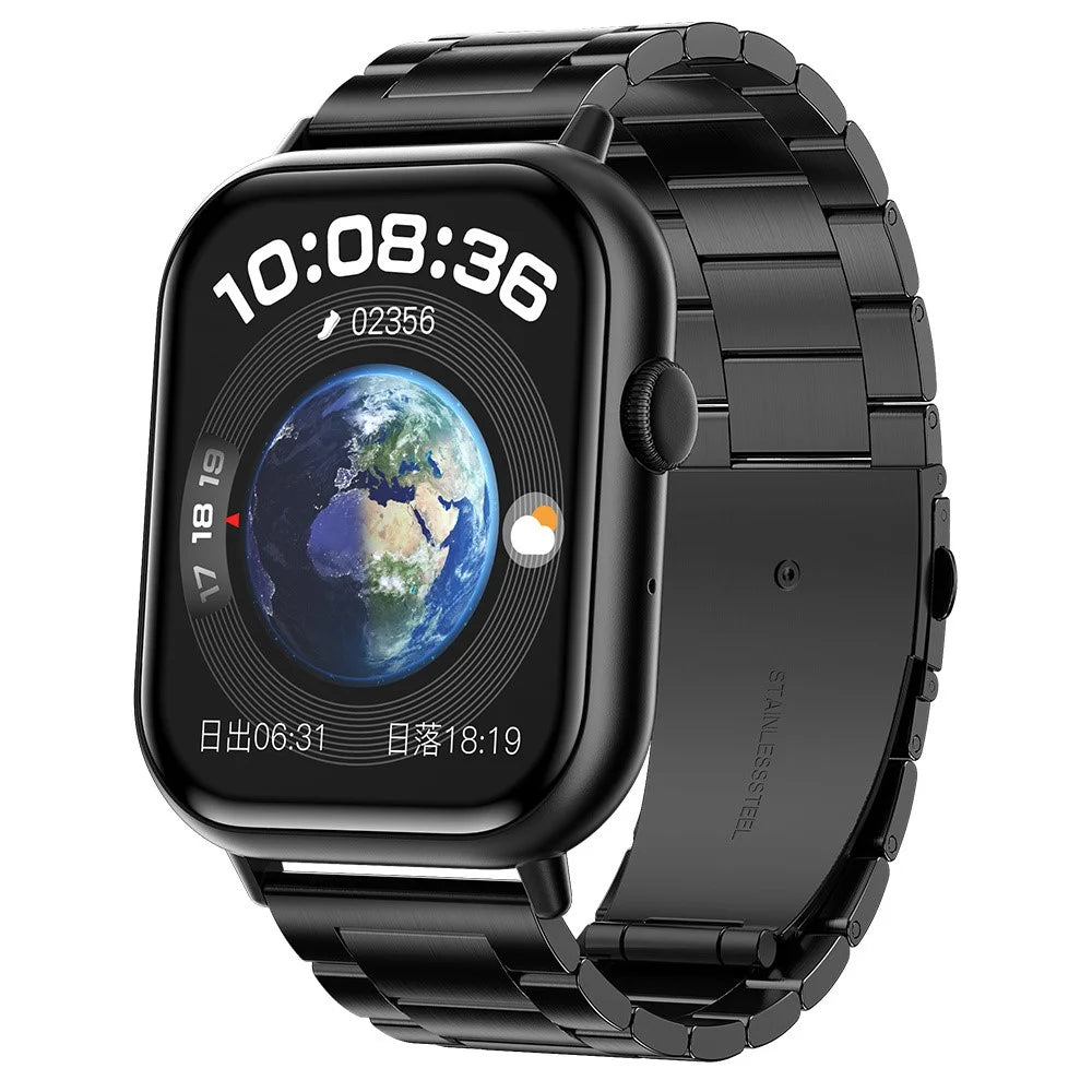 G44 2.01 Inch Smart Watch 24 Hours Heart Rate Monitor Fitness Tracker Wristwatch , Steel Strap - 1