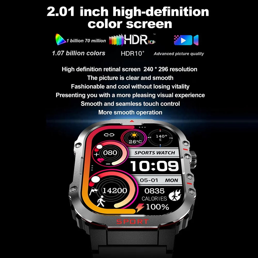 G45 1ATM Waterproof 2.01 Inch Outdoor Sports Bluetooth-compatible Call Smart Watch with Compass and Flashlight - 7