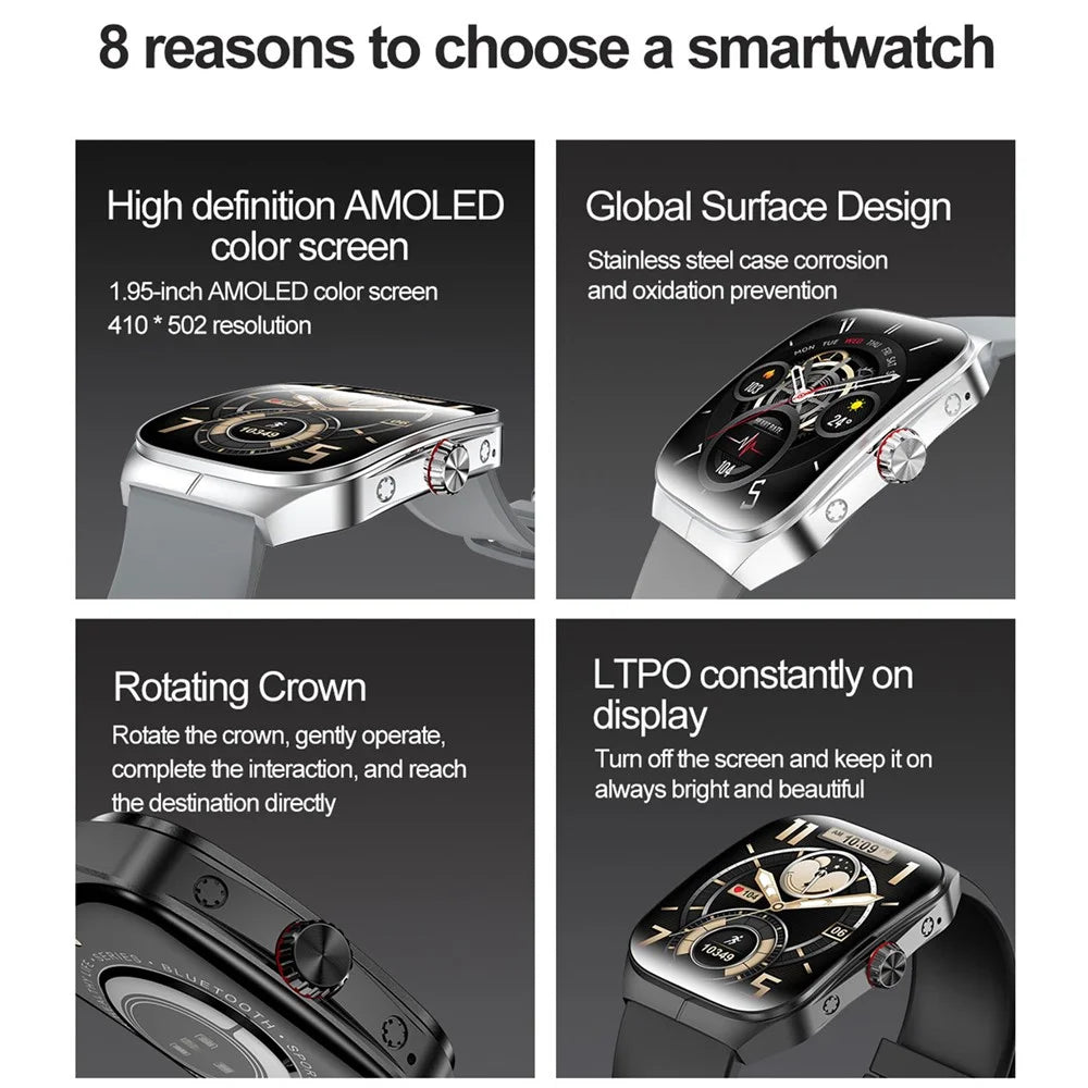 HK80 Smart Watch AMOLED Curved Screen Bluetooth-compatible Call Health Monitor NFC Waterproof Fitness Tracker Watch - Black - 4