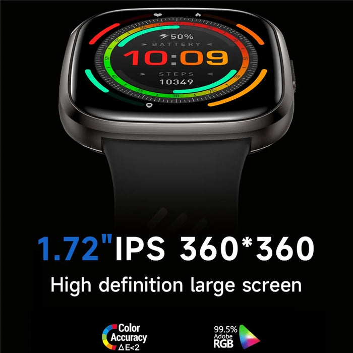 HT31 1.72 Inch IPS Screen Bluetooth-compatible Calling Smart Watch Health Monitor with UV Flashlight - Black - 4