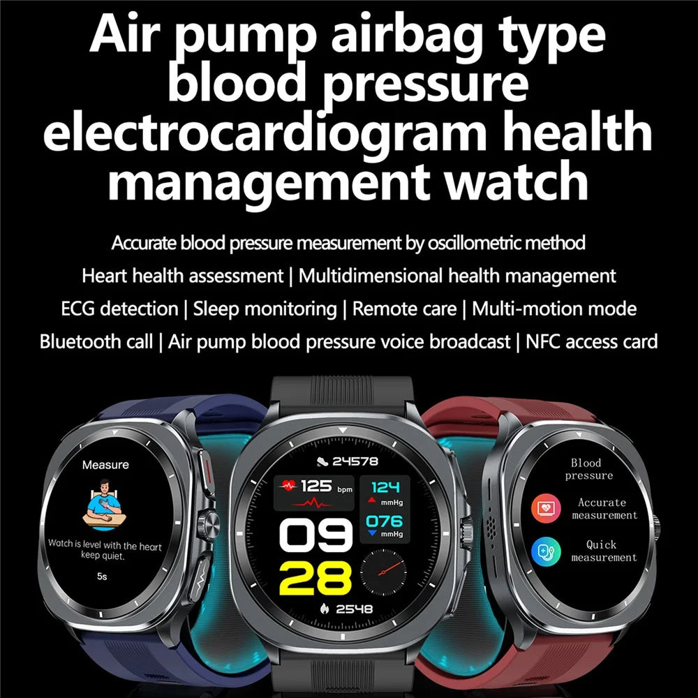 TK65 1.43 Inch ECG Blood Pressure Monitor Bluetooth-compatible Call Smart Watch Support NFC Access Control - Black - 4