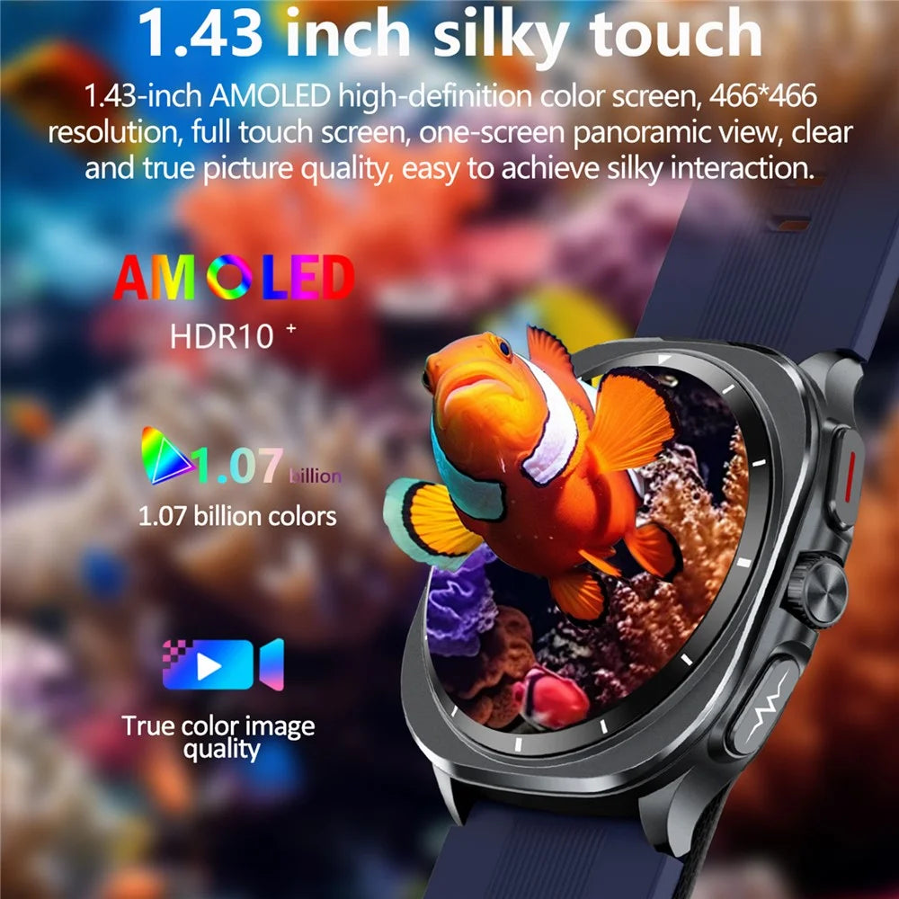 TK65 1.43 Inch ECG Blood Pressure Monitor Bluetooth-compatible Call Smart Watch Support NFC Access Control - Black - 5