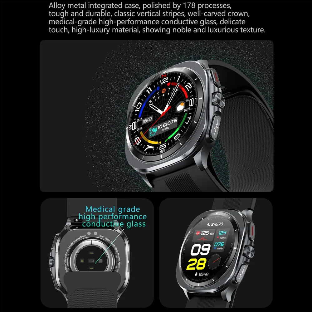 TK65 1.43 Inch ECG Blood Pressure Monitor Bluetooth-compatible Call Smart Watch Support NFC Access Control - Black - 6