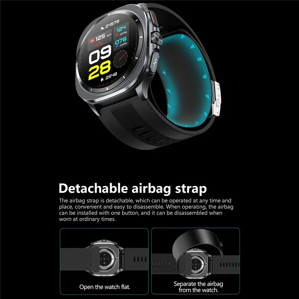 TK65 1.43 Inch ECG Blood Pressure Monitor Bluetooth-compatible Call Smart Watch Support NFC Access Control - Black - 7