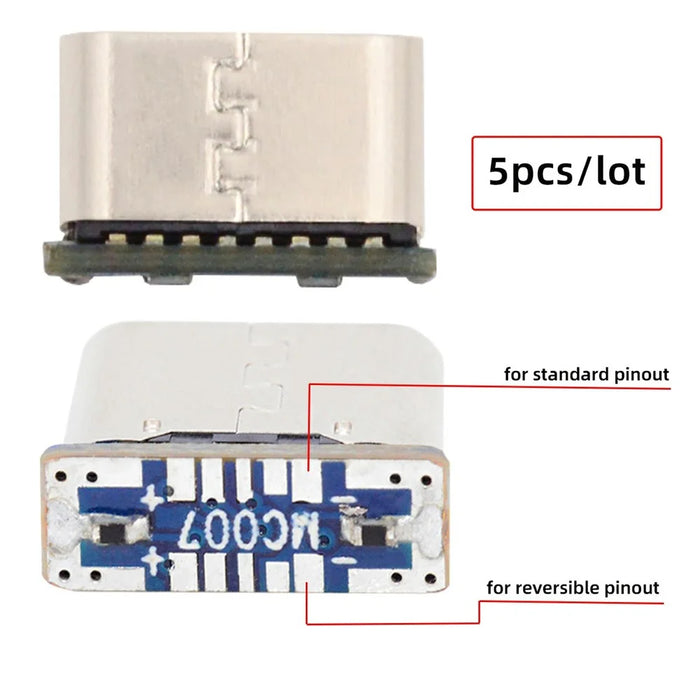 CN-037 5Pcs DIY Solder Type C Female Socket Connector Replace for Micro-USB 5Pin Female SMT Type DC 5V - 2