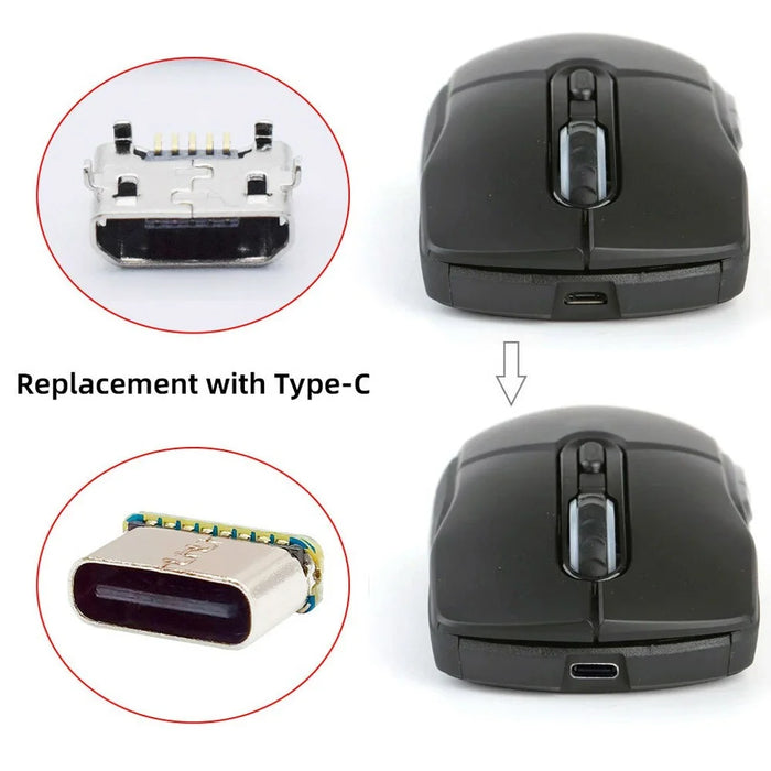 CN-037 5Pcs DIY Solder Type C Female Socket Connector Replace for Micro-USB 5Pin Female SMT Type DC 5V - 6