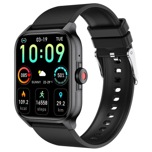 MX09 Smart Watch Bluetooth-compatible Calling Heart Rate Monitor 1.85 Inch HD Screen Fitness Tracker Watch - Black - 1