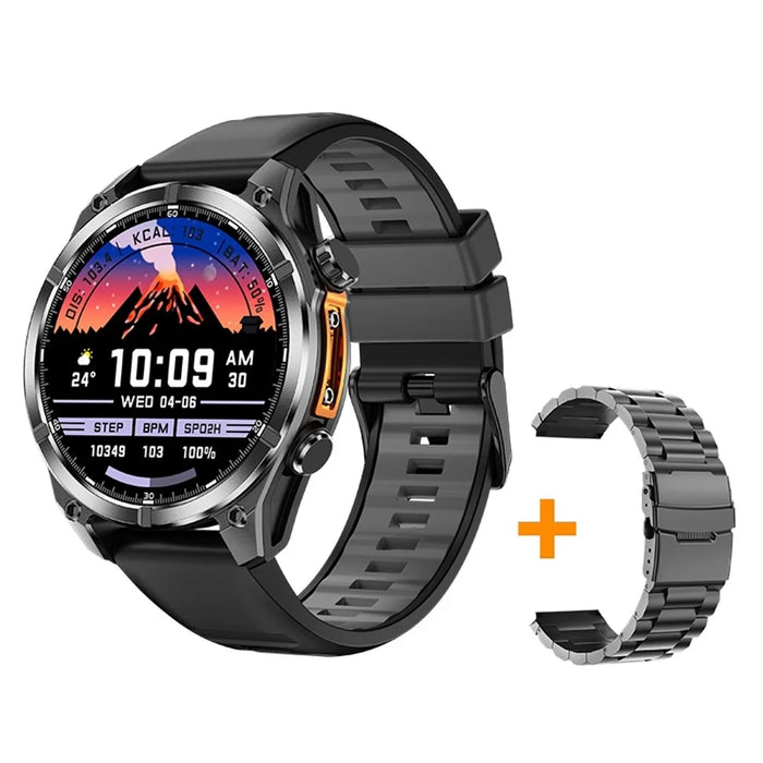 HD300 Smart Watch Bluetooth-compatible Call Wireless Charging Heart Rate Blood Pressure SpO2 3ATM Waterproof Watch with Dual Strap - Black - 2