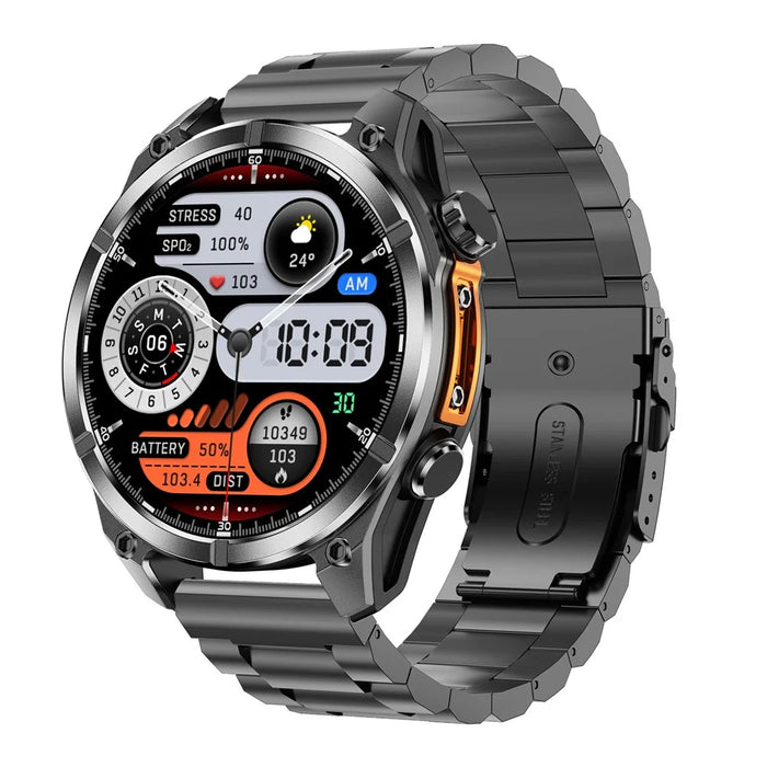 HD300 Smart Watch Bluetooth-compatible Call Wireless Charging Heart Rate Blood Pressure SpO2 3ATM Waterproof Watch with Dual Strap - Black - 3