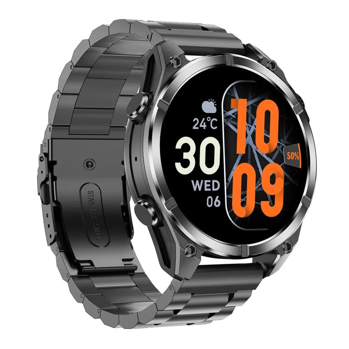HD300 Smart Watch Bluetooth-compatible Call Wireless Charging Heart Rate Blood Pressure SpO2 3ATM Waterproof Watch with Dual Strap - Black - 4