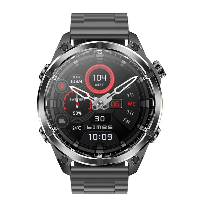 HD300 Smart Watch Bluetooth-compatible Call Wireless Charging Heart Rate Blood Pressure SpO2 3ATM Waterproof Watch with Dual Strap - Black - 5