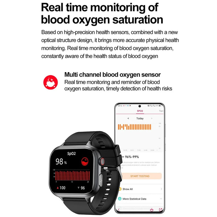 TK17 Silicone Strap 1.91 Inch Smart Watch Bluetooth-compatible Call ECG Health Monitor Waterproof Sports Pedometer Watch - Black - 7