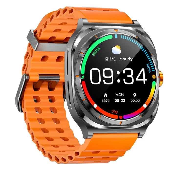 GT98 2 in 1 TWS Earphones 1.53 Inch HD Round Screen Waterproof Sport Smartwatch - Black+Orange - 4