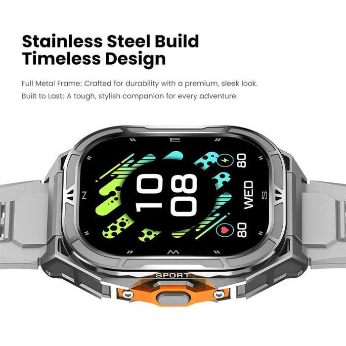 X5 GPS Sports Watch 1.96 Inch AMOLED Screen Heart Rate Monitor 5 ATM Waterproof Smart Watch - Grey - 7
