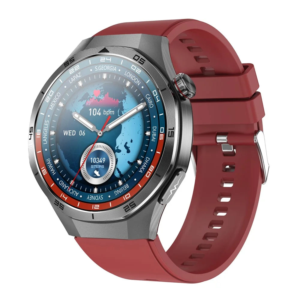ET456 Silicone Strap 1.56 Inch Round AMOLED Screen Smart Watch Bluetooth-Compatible Call ECG Health Monitor Sports Watch - Red - 1