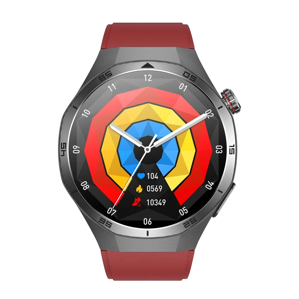 ET456 Silicone Strap 1.56 Inch Round AMOLED Screen Smart Watch Bluetooth-Compatible Call ECG Health Monitor Sports Watch - Red - 2