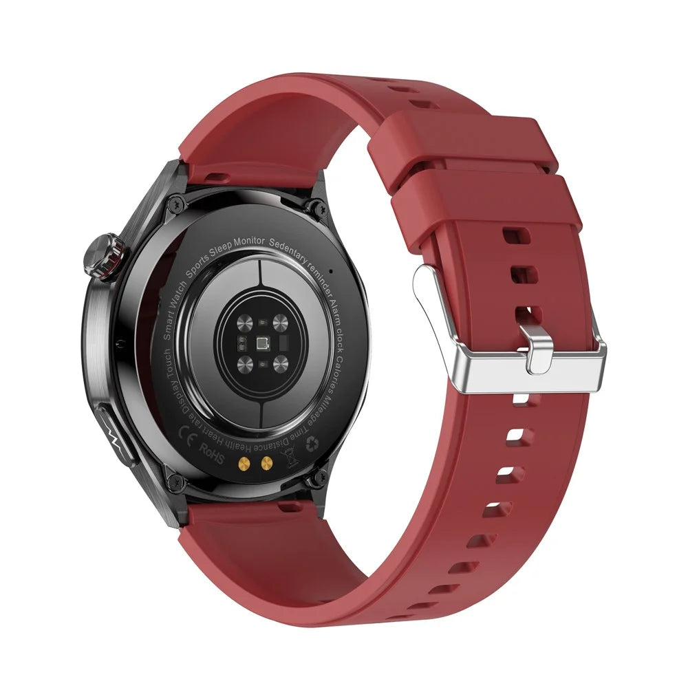 ET456 Silicone Strap 1.56 Inch Round AMOLED Screen Smart Watch Bluetooth-Compatible Call ECG Health Monitor Sports Watch - Red - 5