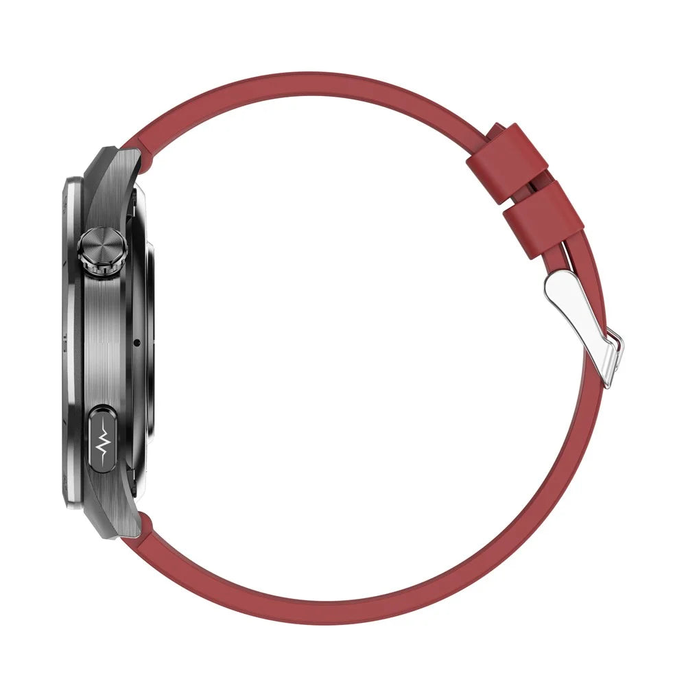 ET456 Silicone Strap 1.56 Inch Round AMOLED Screen Smart Watch Bluetooth-Compatible Call ECG Health Monitor Sports Watch - Red - 6