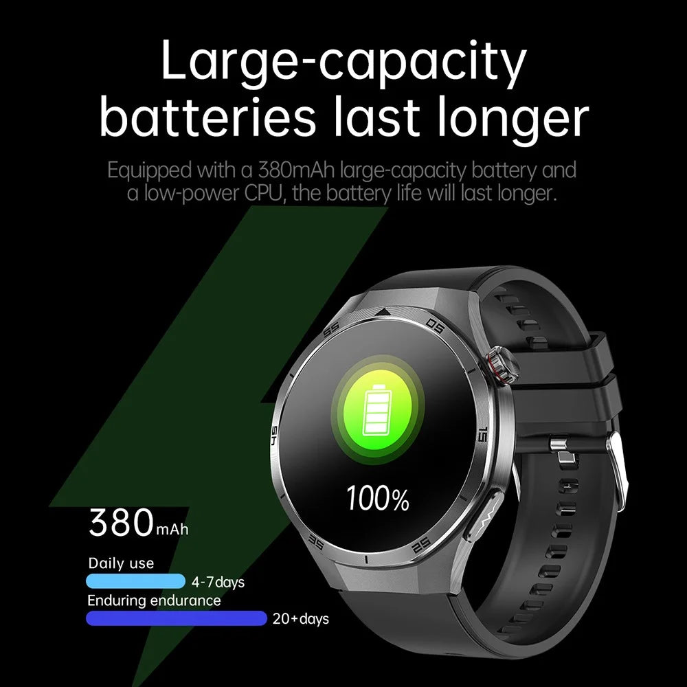 ET456 Leather Strap 1.56 Inch Round AMOLED Screen Smart Watch Bluetooth-Compatible Call ECG Health Monitor Sports Watch - Black - 5