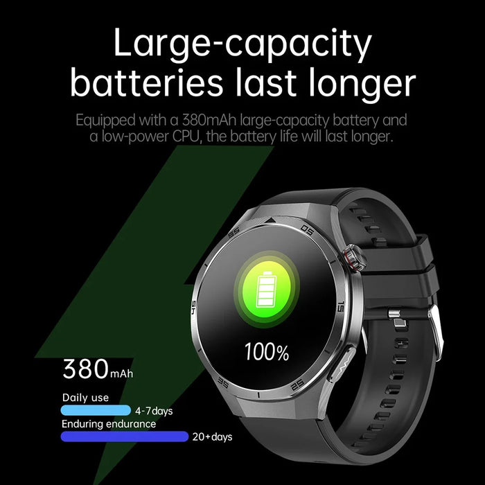 ET456 Leather Strap 1.56 Inch Round AMOLED Screen Smart Watch Bluetooth-Compatible Call ECG Health Monitor Sports Watch - Black - 5