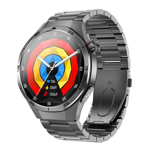 ET456 Steel Strap 1.56 Inch Round AMOLED Screen Smart Watch Bluetooth-Compatible Call ECG Health Monitor Sports Watch - 1