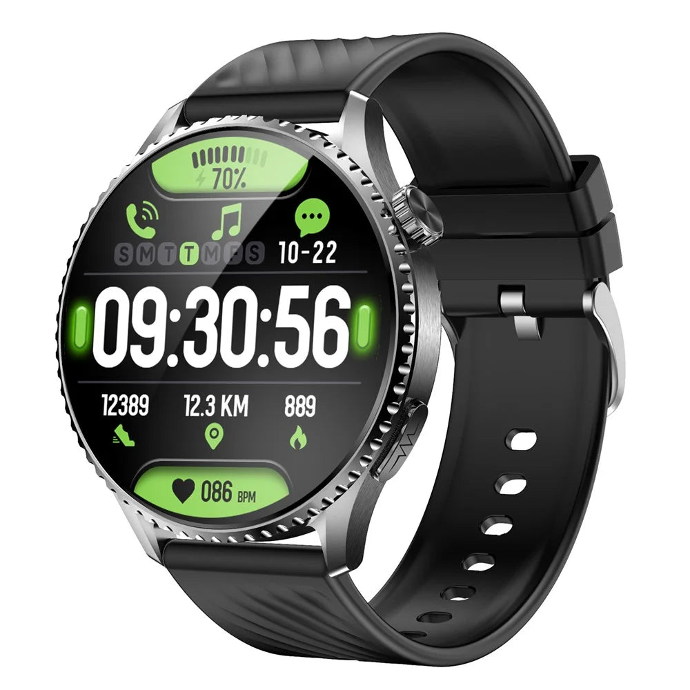 MT800 ECG Smart Watch 1.56 Inch AMOLED Curved Screen Bluetooth-Compatible Calling Heart Rate Monitor Watch - Black - 1