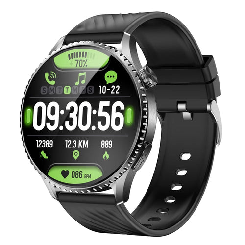 MT800 ECG Smart Watch 1.56 Inch AMOLED Curved Screen Bluetooth-Compatible Calling Heart Rate Monitor Watch - Black - 1