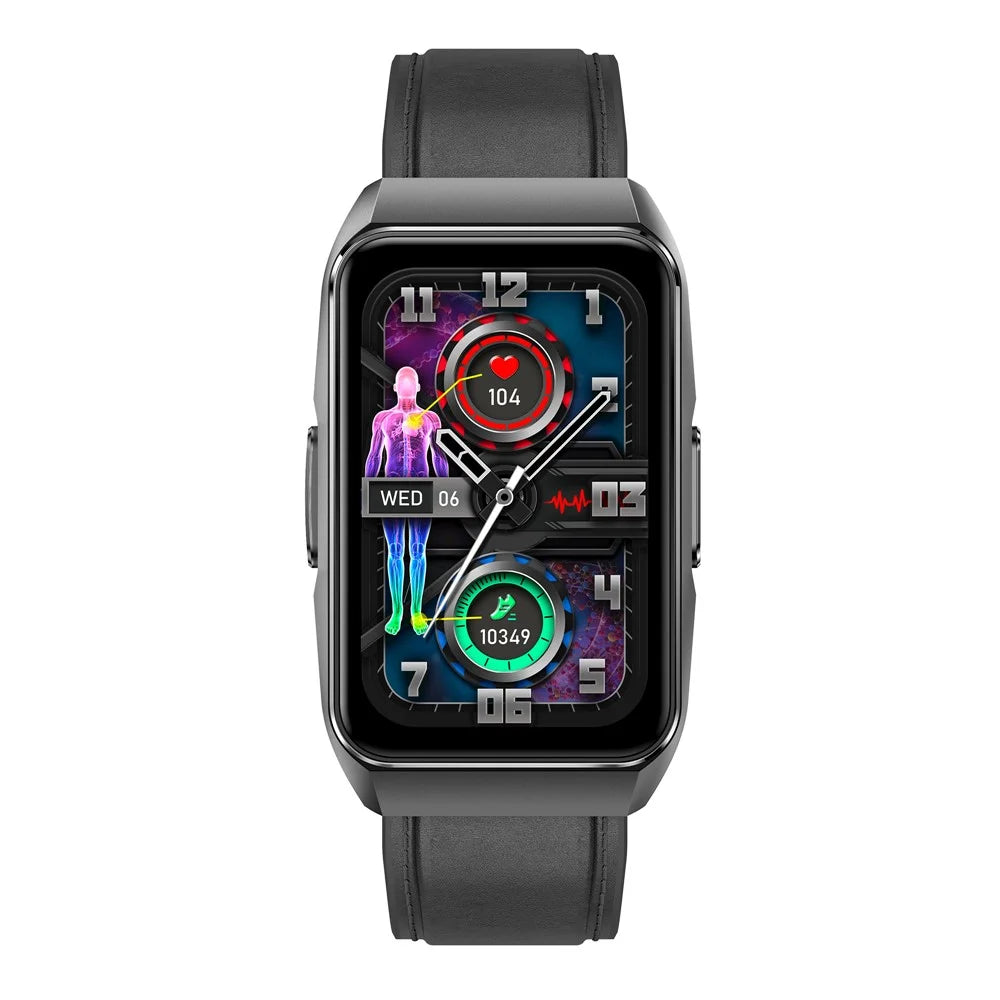 ET650 Leather + Silicone Strap Smart Bracelet Body Temperature Health Monitor Bluetooth-Compatible Call Smart Watch - Black - 3